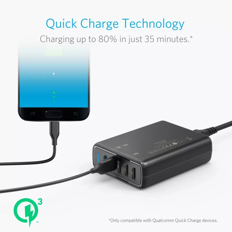 ANKER Powerport Speed 5 2x Quick Charge 3.0 Eu negro