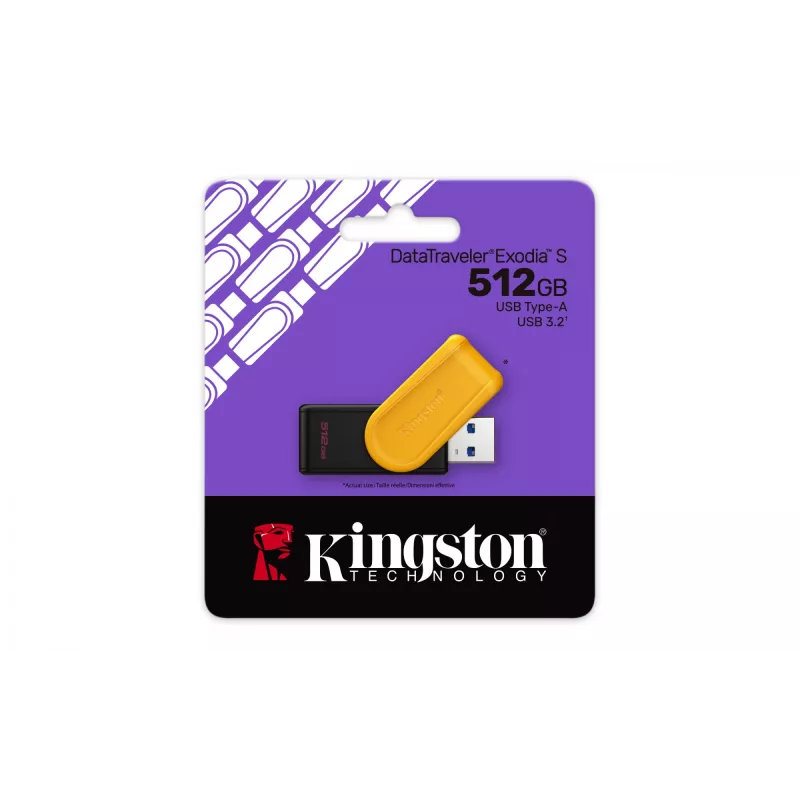 Kingston Technology DataTraveler 512GB USB 3.2 Gen 1 portátil Exodia S (negro/amarillo)