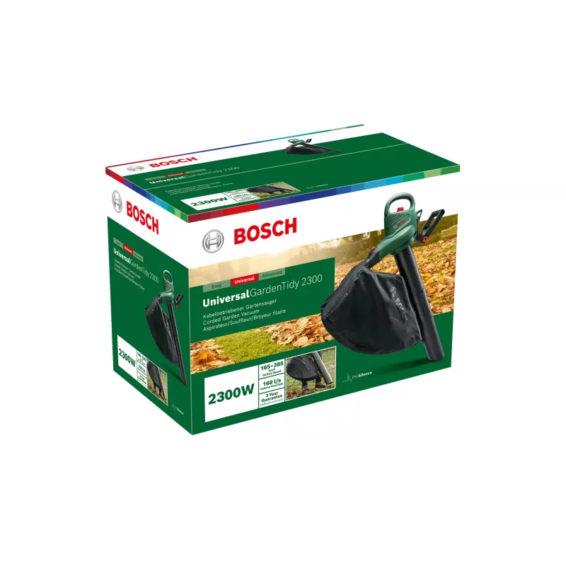Bosch UniversalGardenTidy 2300 soplador de hojas / aspirador de jardín 06008B1002 – 2300 W, 185–285 km/h, 4,7 kg, verde/negro