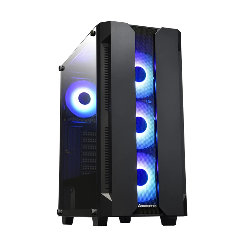 Caja de PC CHIEFTEC GS-01B-OP Torre Negra – cristal templado, ventilador RGB, compatible con ATX/Micro-ATX, GPU hasta 320 mm