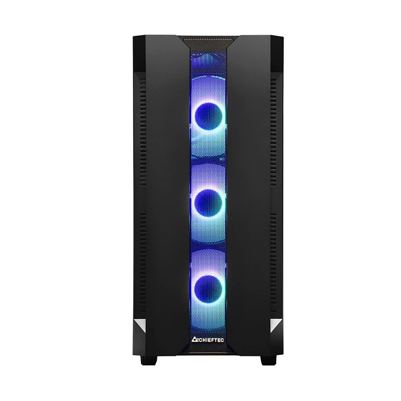 Caja de PC CHIEFTEC GS-01B-OP Torre Negra – cristal templado, ventilador RGB, compatible con ATX/Micro-ATX, GPU hasta 320 mm