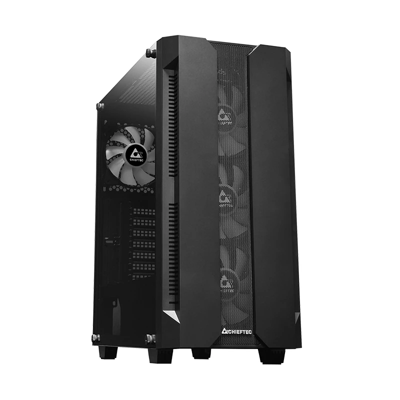 Caja de PC CHIEFTEC GS-01B-OP Torre Negra – cristal templado, ventilador RGB, compatible con ATX/Micro-ATX, GPU hasta 320 mm