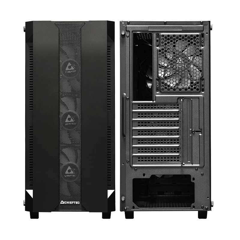 Caja de PC CHIEFTEC GS-01B-OP Torre Negra – cristal templado, ventilador RGB, compatible con ATX/Micro-ATX, GPU hasta 320 mm