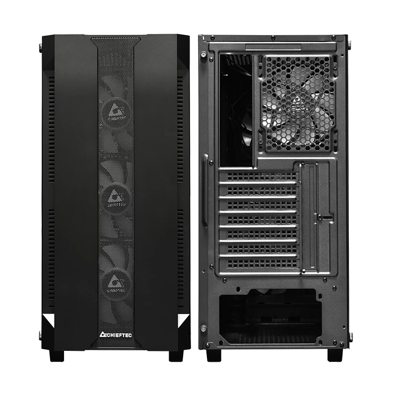 Caja de PC CHIEFTEC GS-01B-OP Torre Negra – cristal templado, ventilador RGB, compatible con ATX/Micro-ATX, GPU hasta 320 mm
