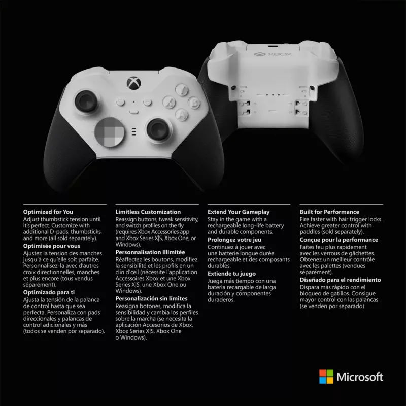 Mando Microsoft Xbox Elite Wireless Series 2 Core Negro Blanco Bluetooth USB