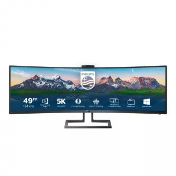 Monitor LCD curvo Philips P Line 32:9 SuperWide 499P9H/00, 124 cm (48,8 inch), 5120 x 1440 píxeles, UltraWide Dual Quad HD, LCD, 5 ms, Negro
