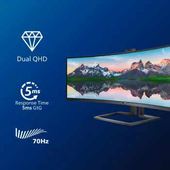 Monitor LCD curvo Philips P Line 32:9 SuperWide 499P9H/00, 124 cm (48,8 inch), 5120 x 1440 píxeles, UltraWide Dual Quad HD, LCD, 5 ms, Negro