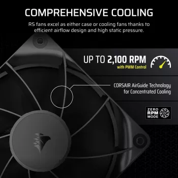 Ventilador Corsair RS120 12 cm Negro 420–2100 rpm 0,2–4,15 mmH2O