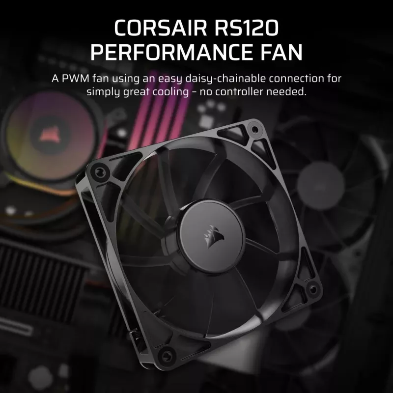 Corsair RS120 CO-9050188-WW ventilador de caja PWM, 120 mm, negro