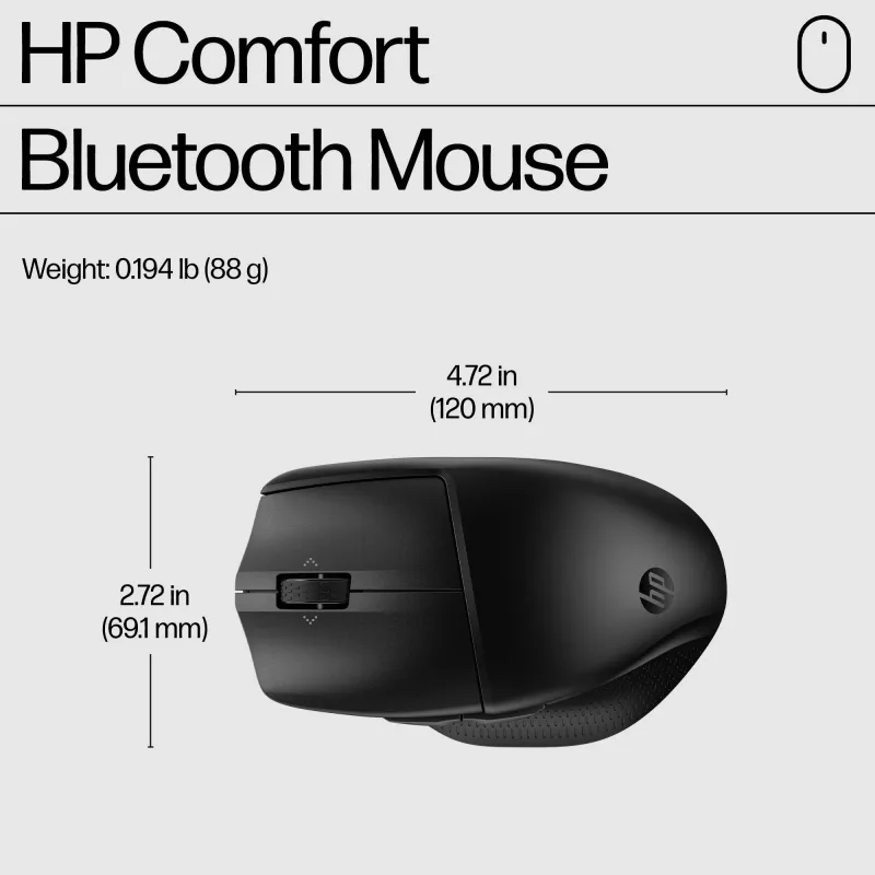 HP 480 Comfort Ratón Bluetooth, diestro, Bluetooth, 4000 DPI, Negro