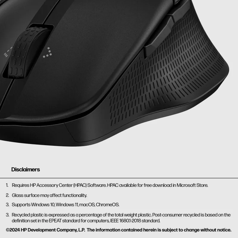 HP 480 Comfort Ratón Bluetooth, diestro, Bluetooth, 4000 DPI, Negro