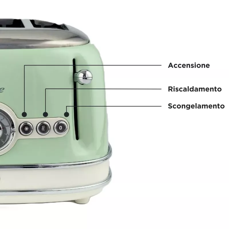 Ariete Vintage 156 tostadora de 4 ranuras, 1600 W, verde claro