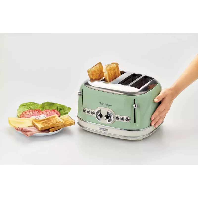 Ariete Vintage 156 tostadora de 4 ranuras, 1600 W, verde claro