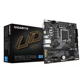 Placa base GIGABYTE B760M H DDR4 - Compatible con procesadores Intel Core de 14.ª generación, VRM digital 6+1+1 fases, hasta 3200MHz DDR4 (OC), 2xPCIe 4.0 M.2, GbE LAN, USB 3.2 Gen1