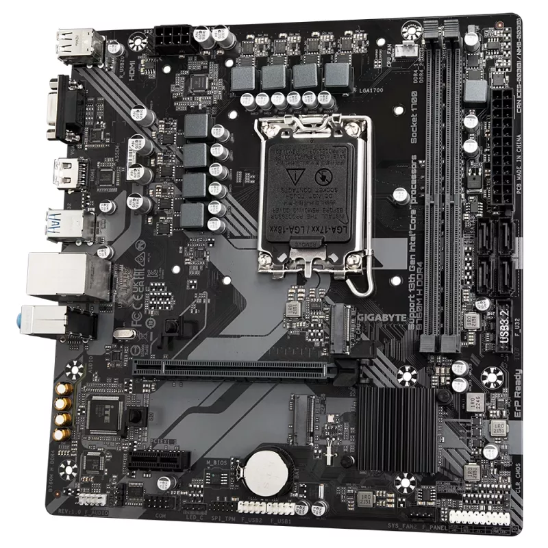 Placa base GIGABYTE B760M H DDR4 - Compatible con procesadores Intel Core de 14.ª generación, VRM digital 6+1+1 fases, hasta 3200MHz DDR4 (OC), 2xPCIe 4.0 M.2, GbE LAN, USB 3.2 Gen1