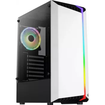 Caja de PC AEROCOOL Bionic semitorre blanca — ATX, cristal templado, 2 bahías de 3,5
