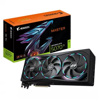 Tarjeta gráfica GIGABYTE AORUS GeForce RTX 5070 Ti MASTER 16G - 16GB GDDR7, 256bit, PCI-E 5.0, 2670 MHz núcleo, 3 x DP 2.1a, 1 x HDMI 2.1b, NVIDIA DLSS 4, GV-N507TAORUS M-16GD