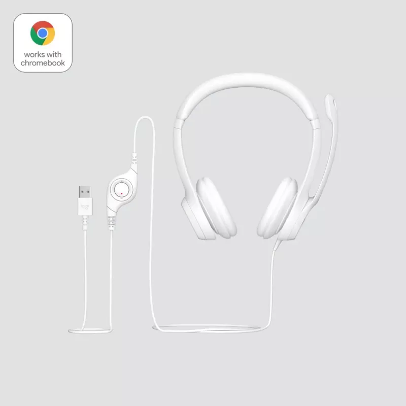 Auriculares LOGITECH – H390 – USB-A – Blanco crema