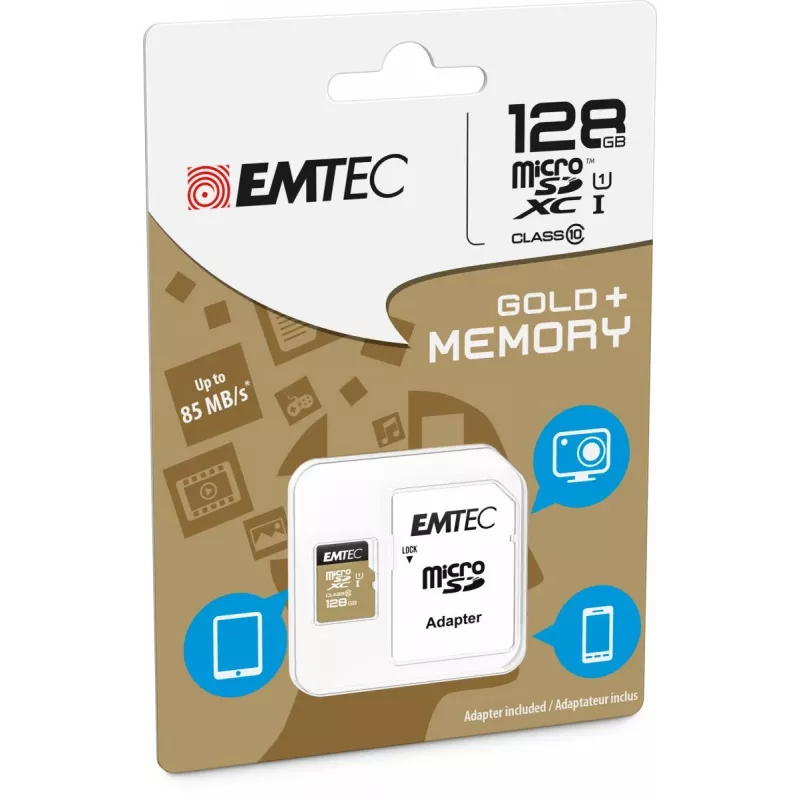 Tarjeta Micro SD EMTEC SDXC Clase 10 Gold + 128GB