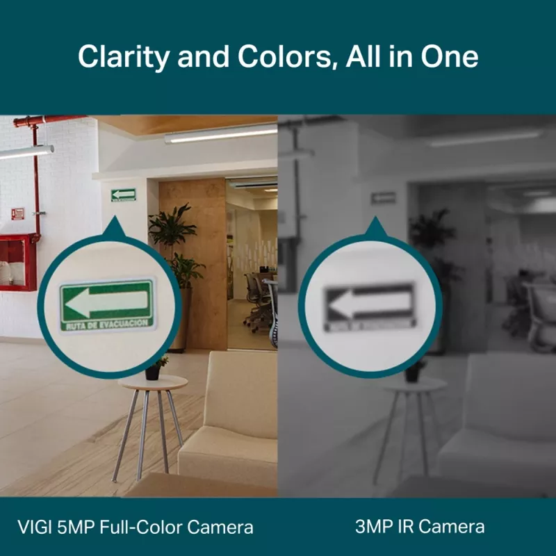 Cámara de red TP-Link VIGI 5MP Full-Color Turret, cámara de vigilancia IP, interior, con cable, 120 dB, CE, NTRA, VCCI, KC, BSMI, FCC, IC, montaje en techo