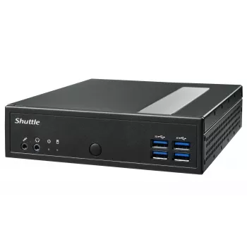 Barebone Shuttle XPC slim DL30N, Intel N100, 1x DDR5, 2x LAN (2x 2.5Gbit), 2xCOM, 1xHDMI, 1xDP, 1x VGA, sin ventilador, funcionamiento continuo 24/7