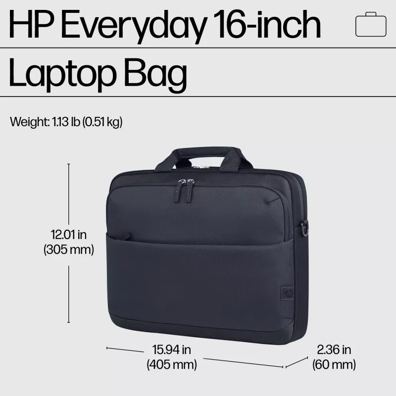 Bolsa para portátil HP Everyday de 16 inch, bolsa messenger, 40.6 cm (16 inch), correa para el hombro, 510 g