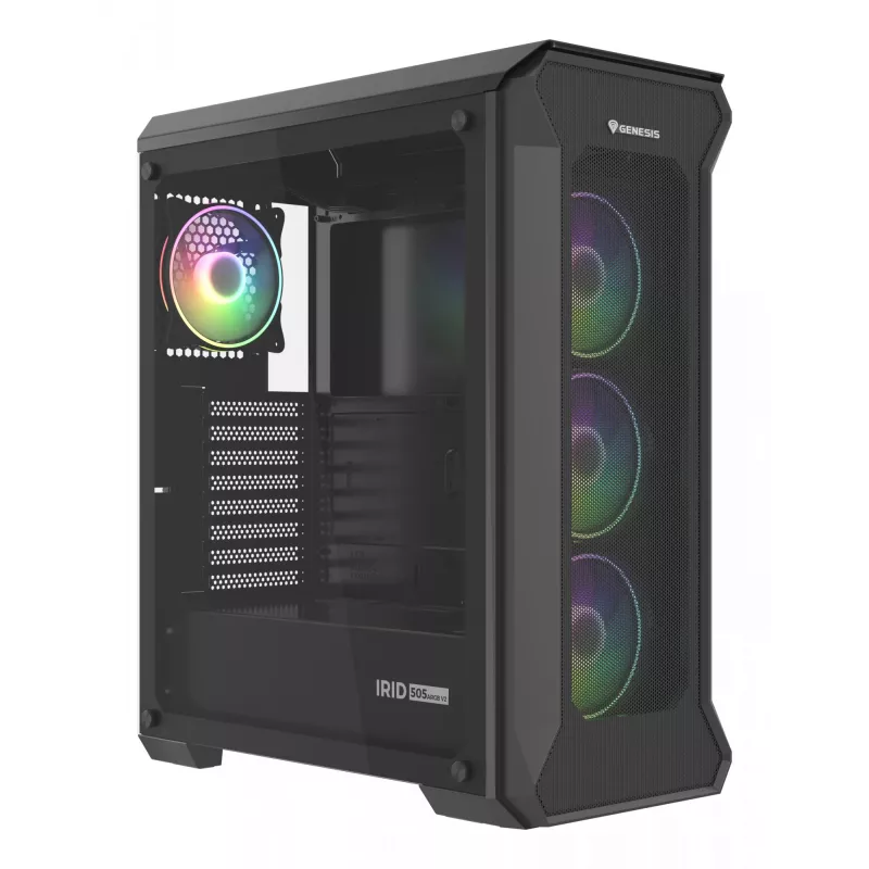 GENESIS Irid 505 ARGB Torre Midi negra, transparente