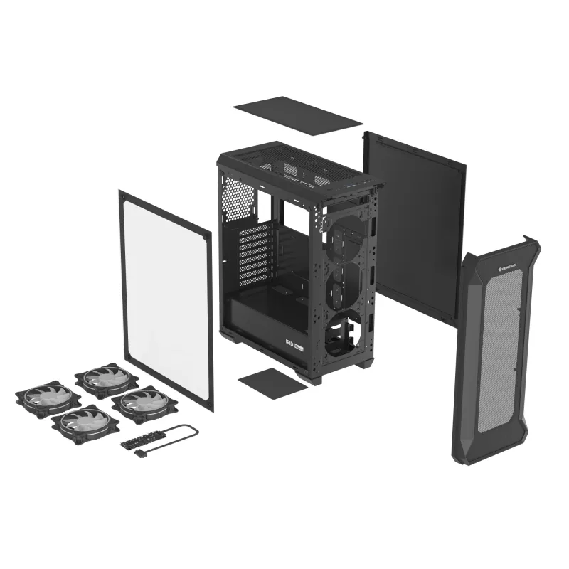 GENESIS Irid 505 ARGB Torre Midi negra, transparente