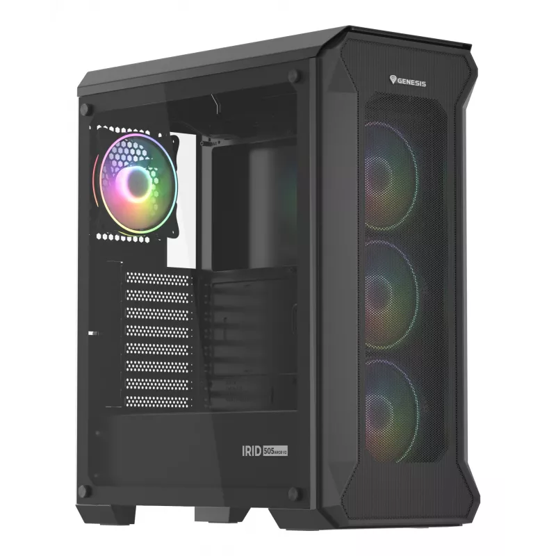 GENESIS Irid 505 ARGB Torre Midi negra, transparente