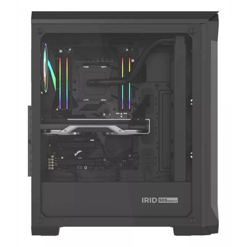 GENESIS Irid 505 ARGB Torre Midi negra, transparente