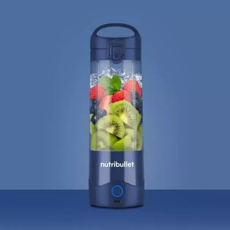 Batidora deportiva NUTRIBULLET Portable 0,475 L, a batería, cuchillas de acero inoxidable, recipiente de Tritan, azul oscuro