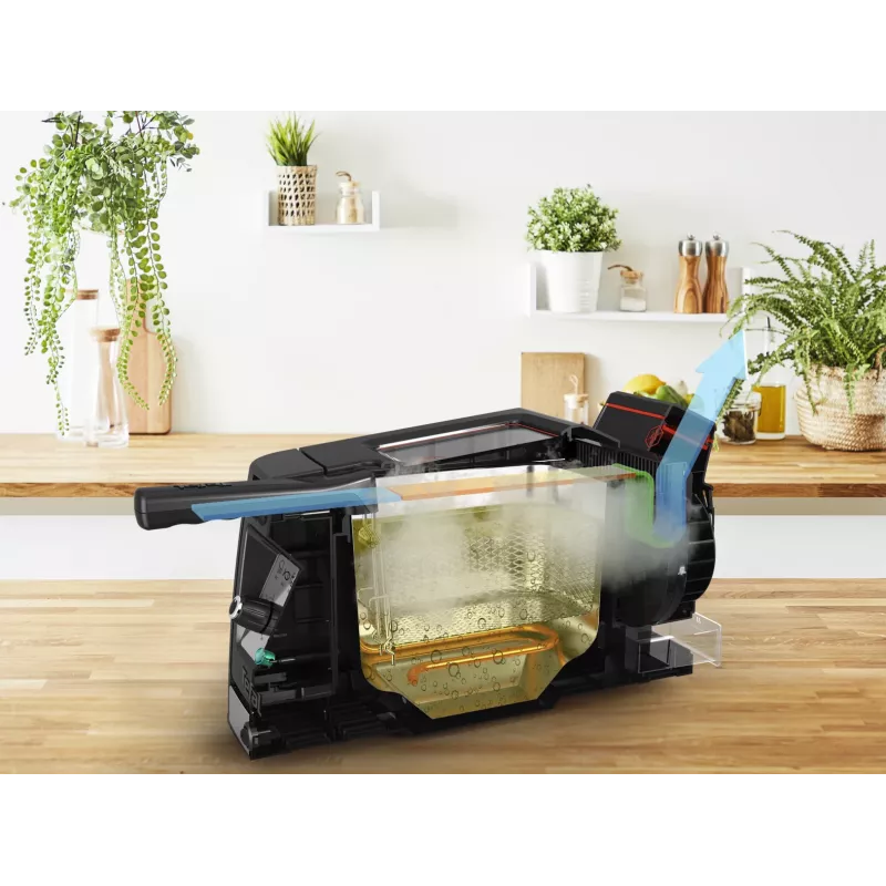Tefal Clear Duo FR600D10 freidora, 3,5 l, 2000 W, acero inoxidable/negro