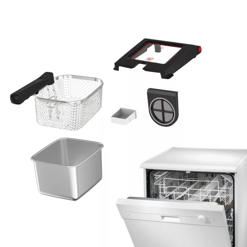 Tefal Clear Duo FR600D10 freidora, 3,5 l, 2000 W, acero inoxidable/negro