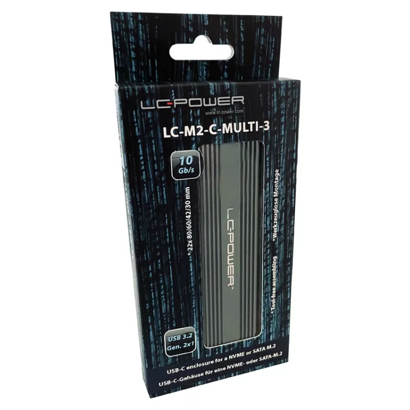 LC-Power LC-M2-C-NVME-3 carcasa para SSD M.2 NVMe, USB 3.2