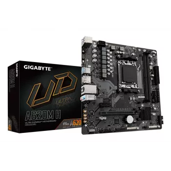 GIGABYTE A620M H placa base - Compatible con CPUs AMD Ryzen 8000, VRM digital 5+2+2 fases, hasta 7200MHz DDR5 (OC), 1xPCIe 4.0 M.2, GbE LAN, USB 3.2 Gen 1