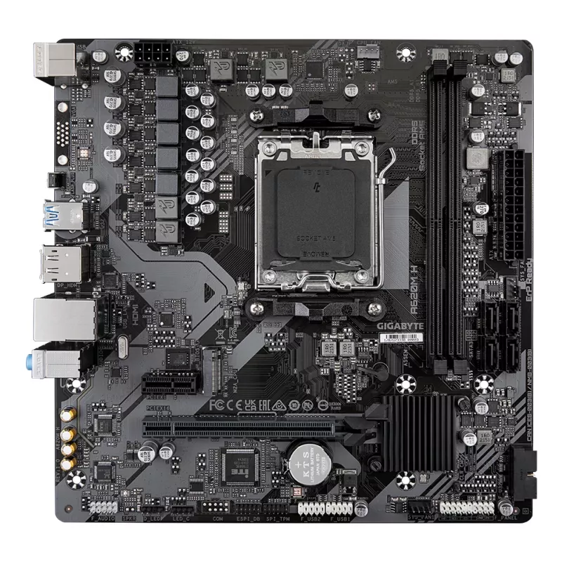 GIGABYTE A620M H placa base - Compatible con CPUs AMD Ryzen 8000, VRM digital 5+2+2 fases, hasta 7200MHz DDR5 (OC), 1xPCIe 4.0 M.2, GbE LAN, USB 3.2 Gen 1