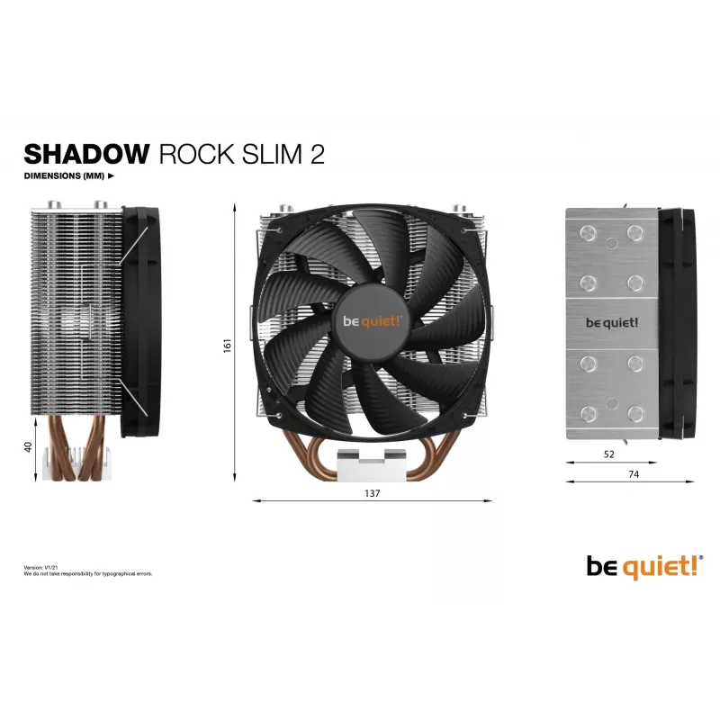 be quiet Shadow Rock Slim 2 disipador de CPU