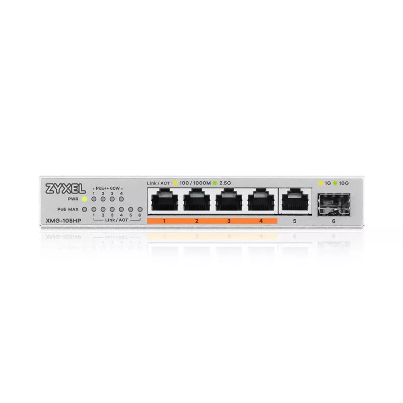 Zyxel XMG-105HP no gestionado 2.5G Ethernet (100/1000/2500) Power over Ethernet (PoE) plata