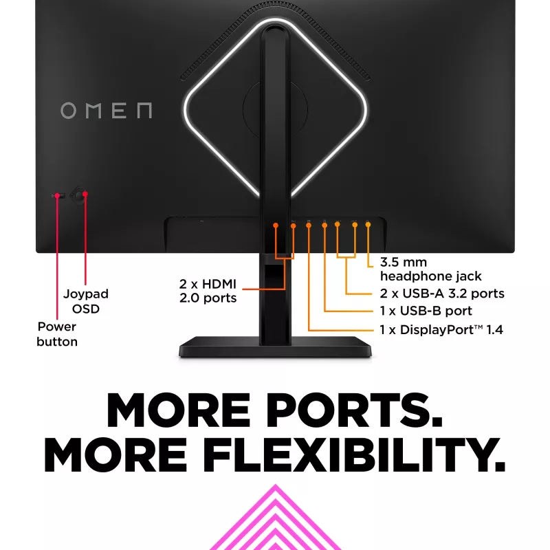 OMEN by HP 27 inch QHD 240Hz monitor gaming - OMEN 27qs, 68,6 cm (27 inch), 2560 x 1440 píxeles, Quad HD, LCD, 1 ms, negro