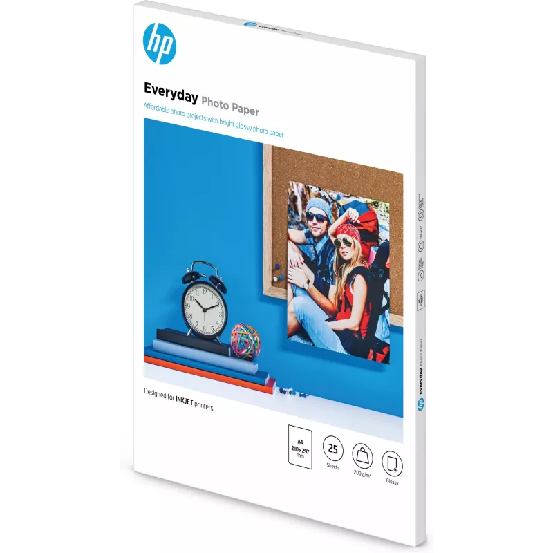 HP Everyday Photo Paper, brillante, 200 g/m², A4 (210 x 297 mm), 25 hojas