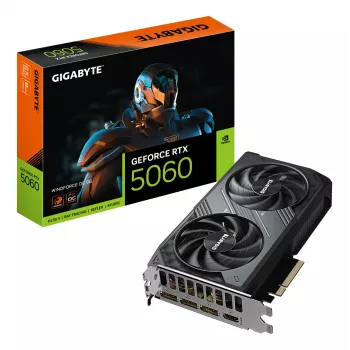 GIGABYTE GeForce RTX 5060 WINDFORCE OC 8G Tarjeta gráfica – 8GB GDDR7, 128bit, PCI-E 5.0, 2512 MHz frecuencia de núcleo, 3 x DisplayPort, 1 x HDMI, GV-N5060WF2OC-8GD