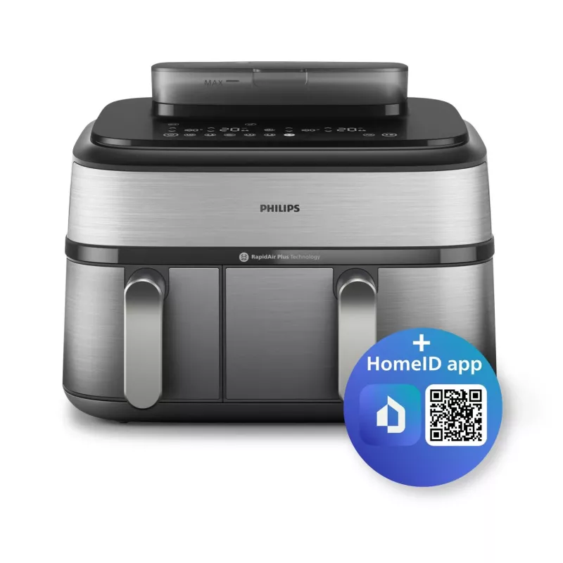 Philips Serie 5000 NA555/00 Freidora Doble 9 L Independiente 2750 W Freidora de aire Plata