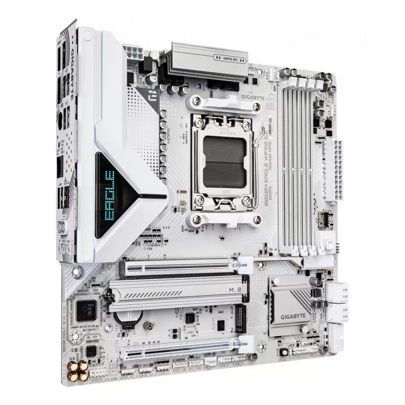 GIGABYTE B850M EAGLE WIFI6E ICE Placa base - CPUs AMD Ryzen 9000 Series, VRM digital 8+2+2 fases, hasta 8200 MHz DDR5 (OC), 1xPCIe 5.0 + 1xPCIe 4.0 M.2, Wi-Fi 6E, 2,5 GbE LAN, USB 3.2 Gen 2