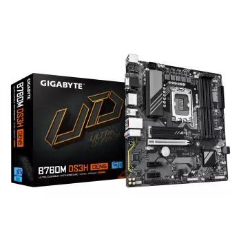 GIGABYTE B760M DS3H GEN5 Placa base - Compatible con CPUs Intel Core 14.ª Gen, VRM digital 6+2+1 fases, hasta 5600MHz DDR5, 2xPCIe 4.0 M.2, 2.5GbE LAN, USB 3.2 Gen2