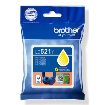 Brother LC521Y Cartucho de tinta original - Amarillo, Amarillo, 1 ud., 500 páginas, Pack individual