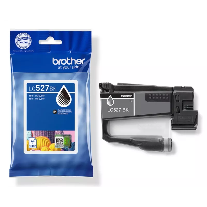 Brother Original LC527BK Cartucho de tinta - Negro, Negro, Tinta a base de pigmento, 1 ud., 1300 páginas, Pack individual