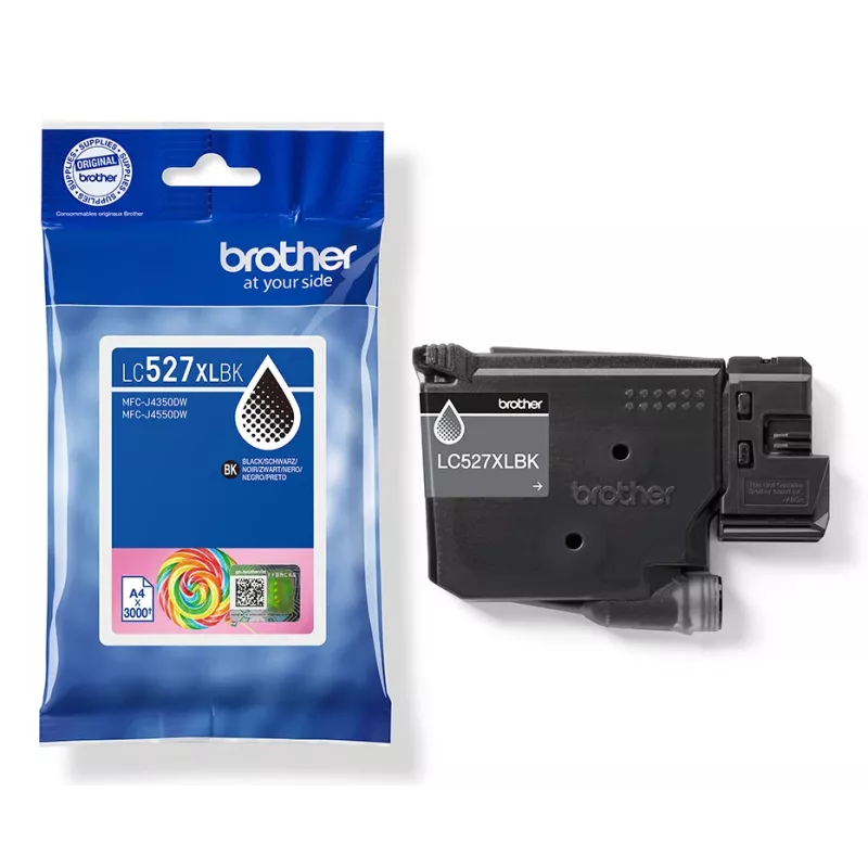 Brother Original LC527XLBK Cartucho de tinta de alto rendimiento – Negro, Alto rendimiento (XL), Negro, Tinta a base de pigmento, 1 ud., 3000 páginas, Pack individual