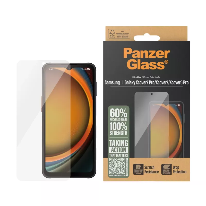 Lámina protectora de pantalla PanzerGlass ® Samsung Galaxy Xcover7 Pro | Xcover7 | Xcover6 Pro | Ultra-Wide Fit