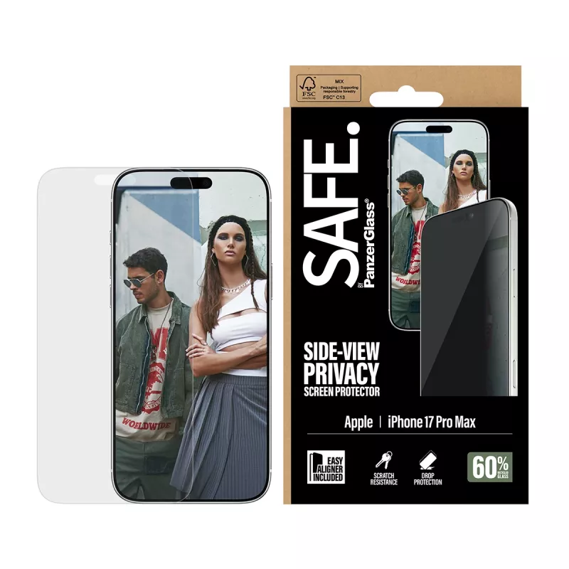 Protector de pantalla PanzerGlass SAFE. by ® 2-Way Privacy iPhone 17 Pro Max | Ultra-Wide Fit con EasyAligner