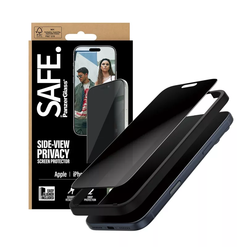 Protector de pantalla PanzerGlass SAFE. by ® 2-Way Privacy iPhone 17 Pro Max | Ultra-Wide Fit con EasyAligner